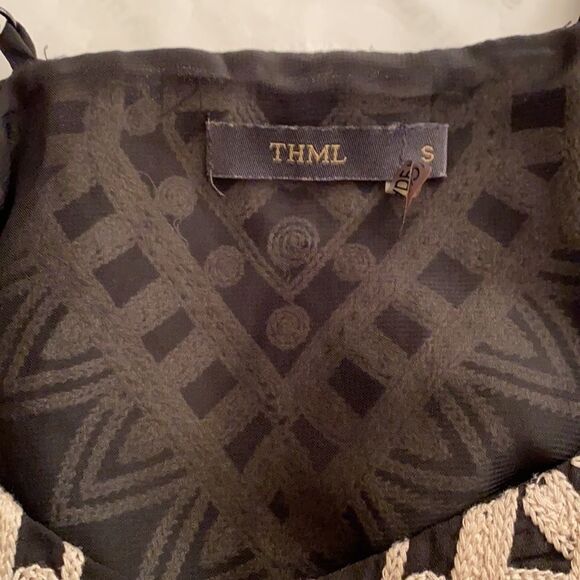 THML Chiffon‎ V-Neck Embroidered Maxi Dress Black S - Picture 10 of 13